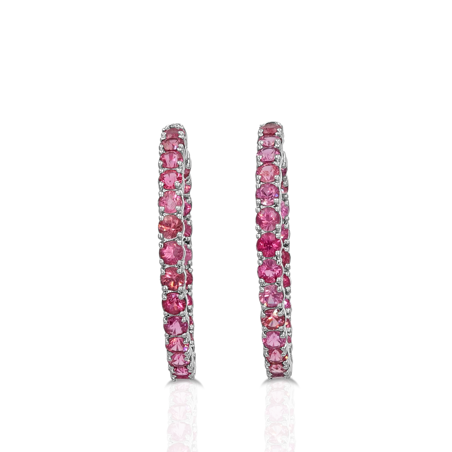 Rare Tanzanian Hot Pink Spinel Hoop Earrings - 11.95 ctw