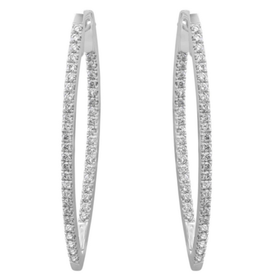 Diamond Pointed Inside Outside Hoops with 2 ctw
