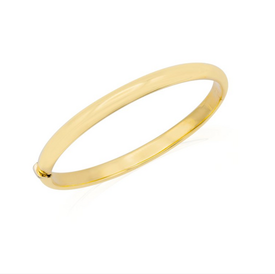 Stackable Gold Half Round Hinged Bangle in 14k Yellow Gold - 7mm width