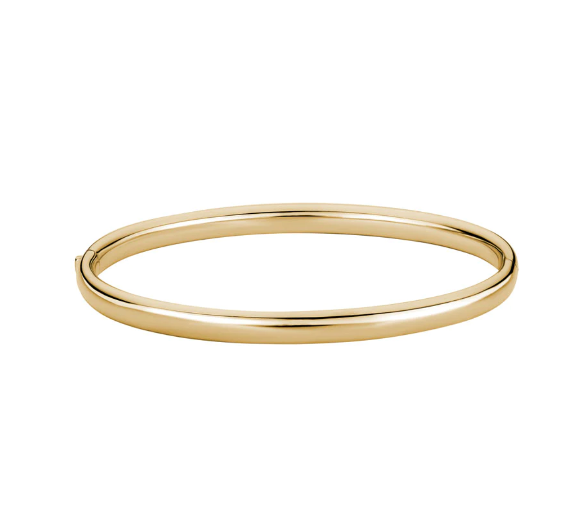 Stackable Rounded Hinged Bangle in 14k Yellow Gold - 5mm width
