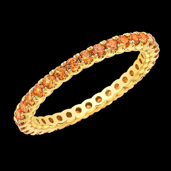 Orange Sapphire Stackable Eternity Band in 18kt Yellow Gold