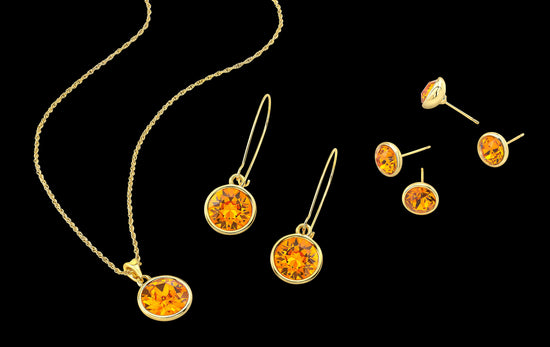 Orange Drop Earrings in White Setting