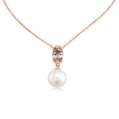 Cultured Pearl Necklace in 14K Rose Gold