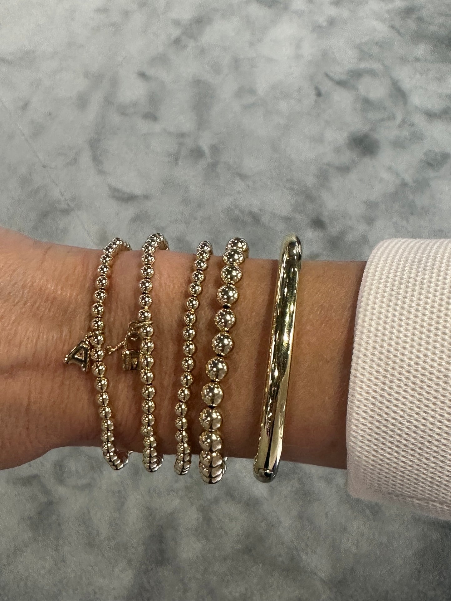 Gold Bead Stretch Bracelet 4mm – Kyla Donell