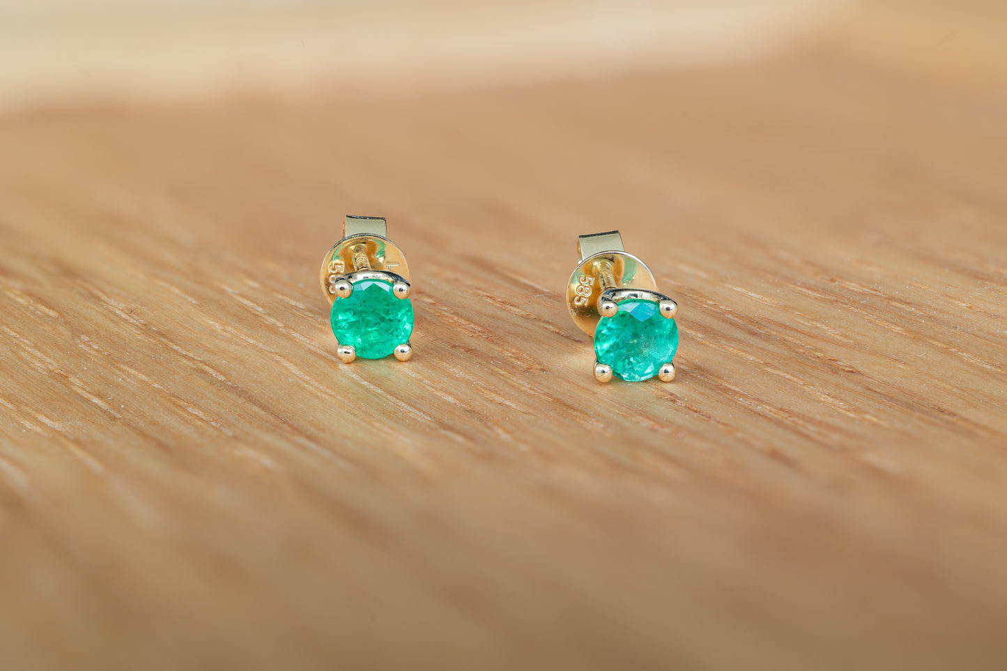 Emerald Prong Set Studs