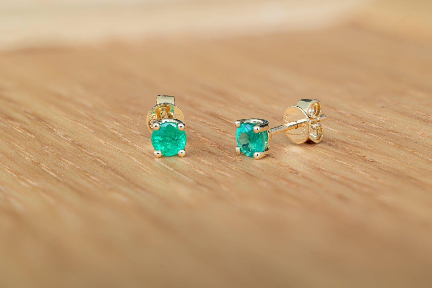 Emerald Prong Set Studs