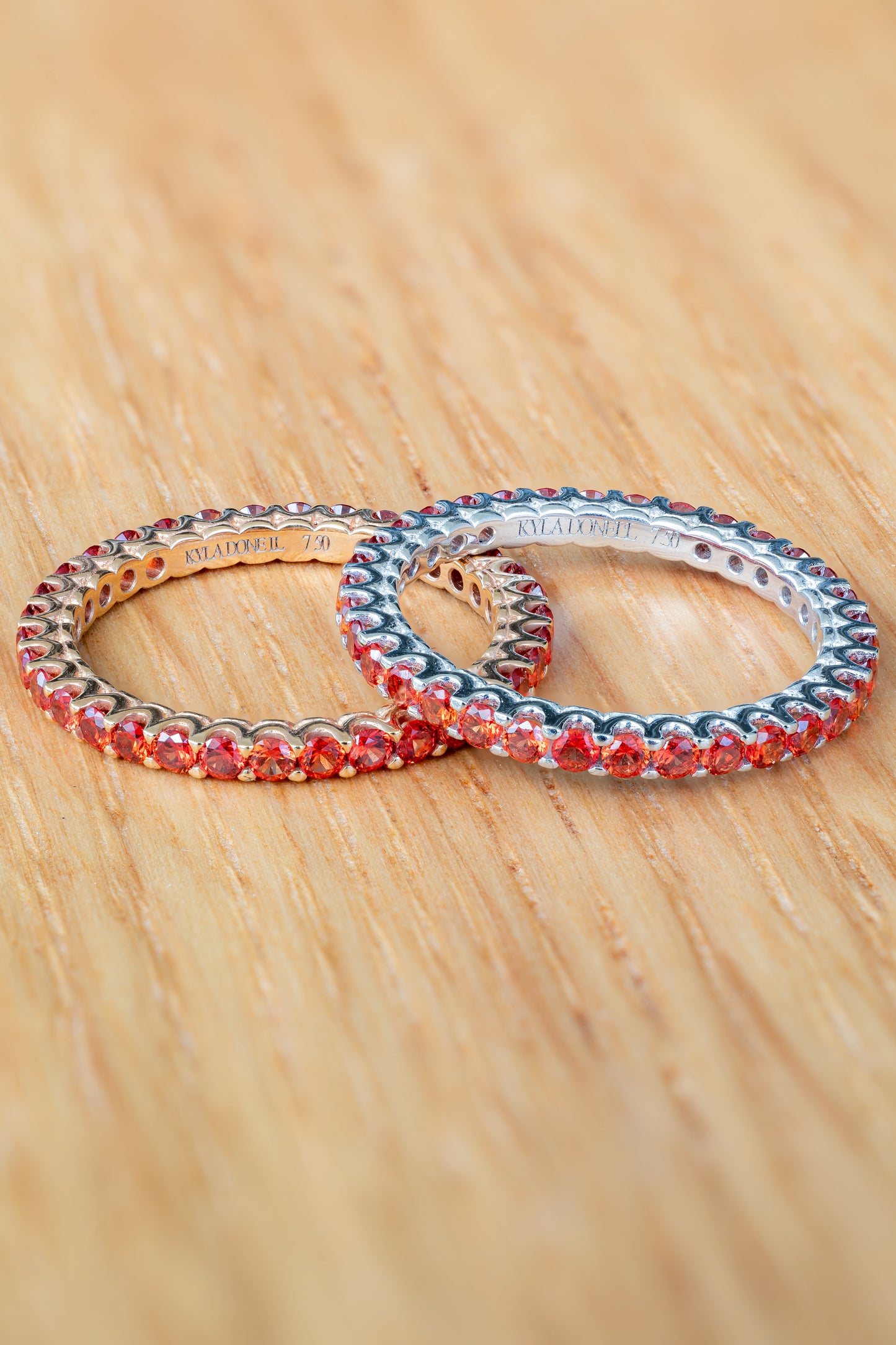 Ruby Single Row Stackable Eternity Band in 18k White Gold