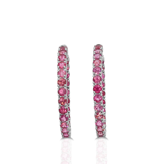 Rare Tanzanian Hot Pink Spinel Hoop Earrings - 11.95 ctw