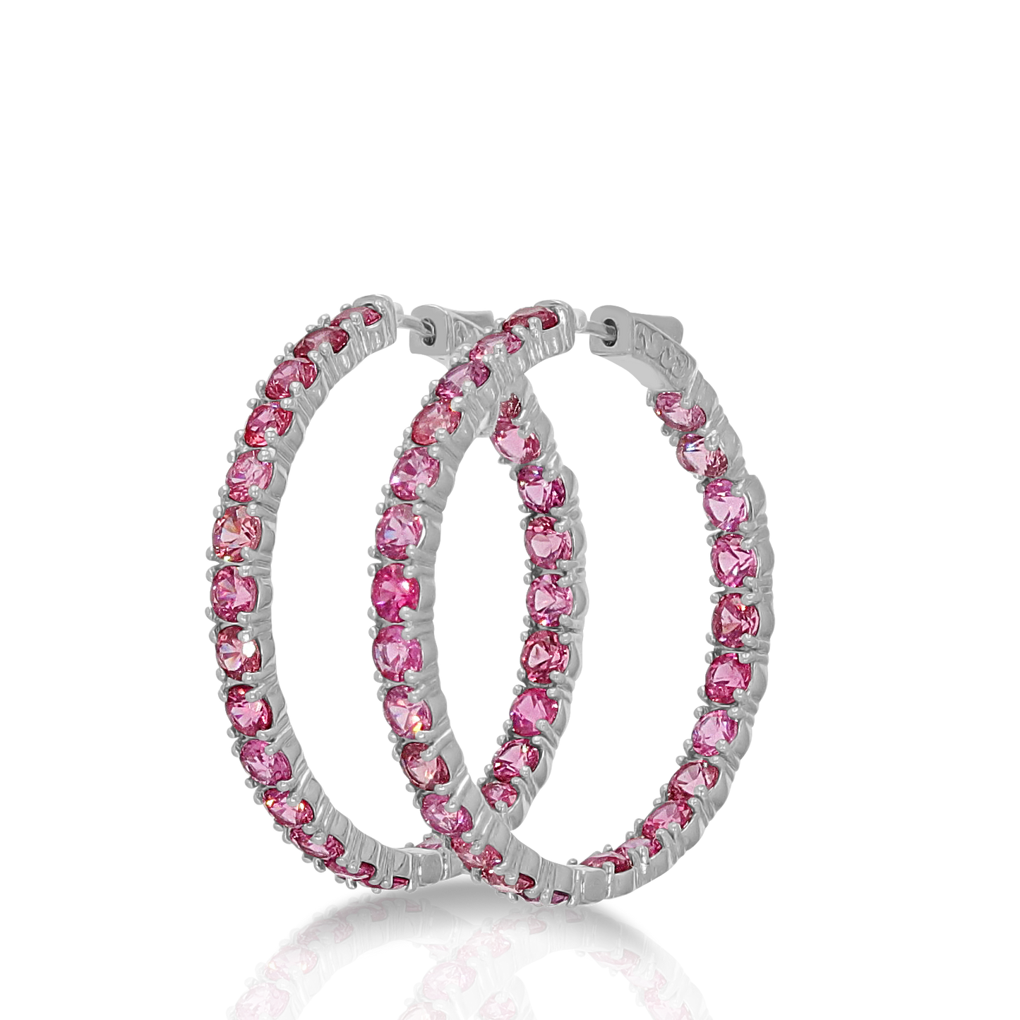 Rare Tanzanian Hot Pink Spinel Hoop Earrings - 11.95 ctw