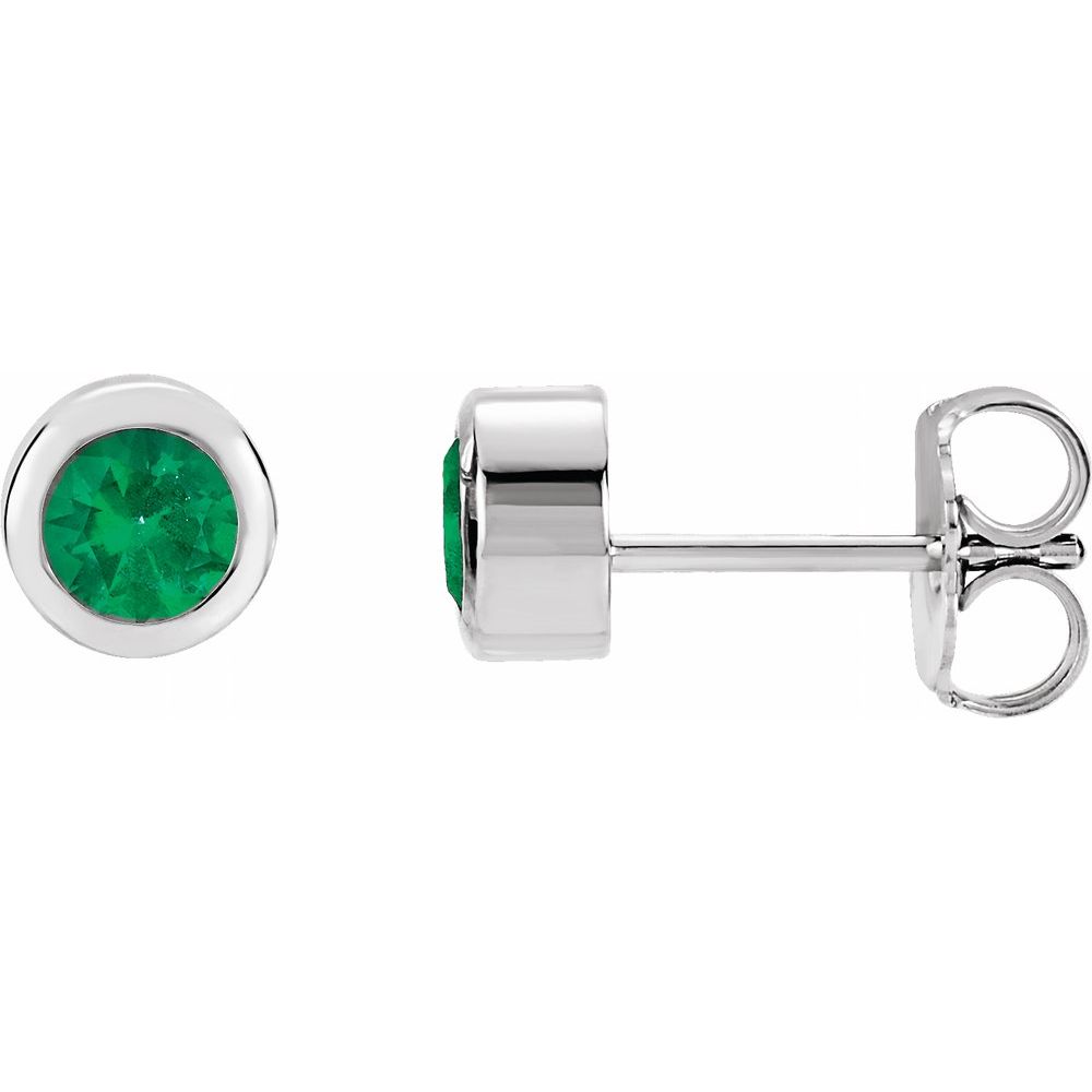 Emerald Bezel Set Studs