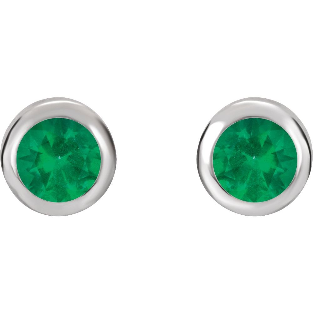 Emerald Bezel Set Studs