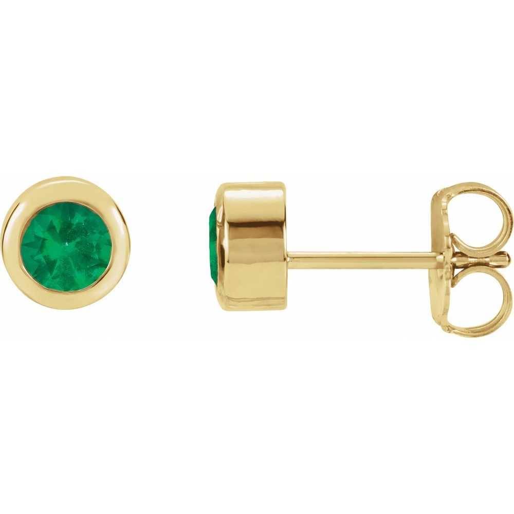 Emerald Bezel Set Studs