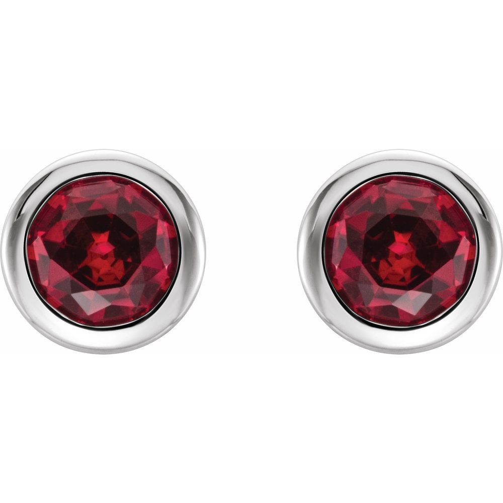 Ruby Bezel Set Studs