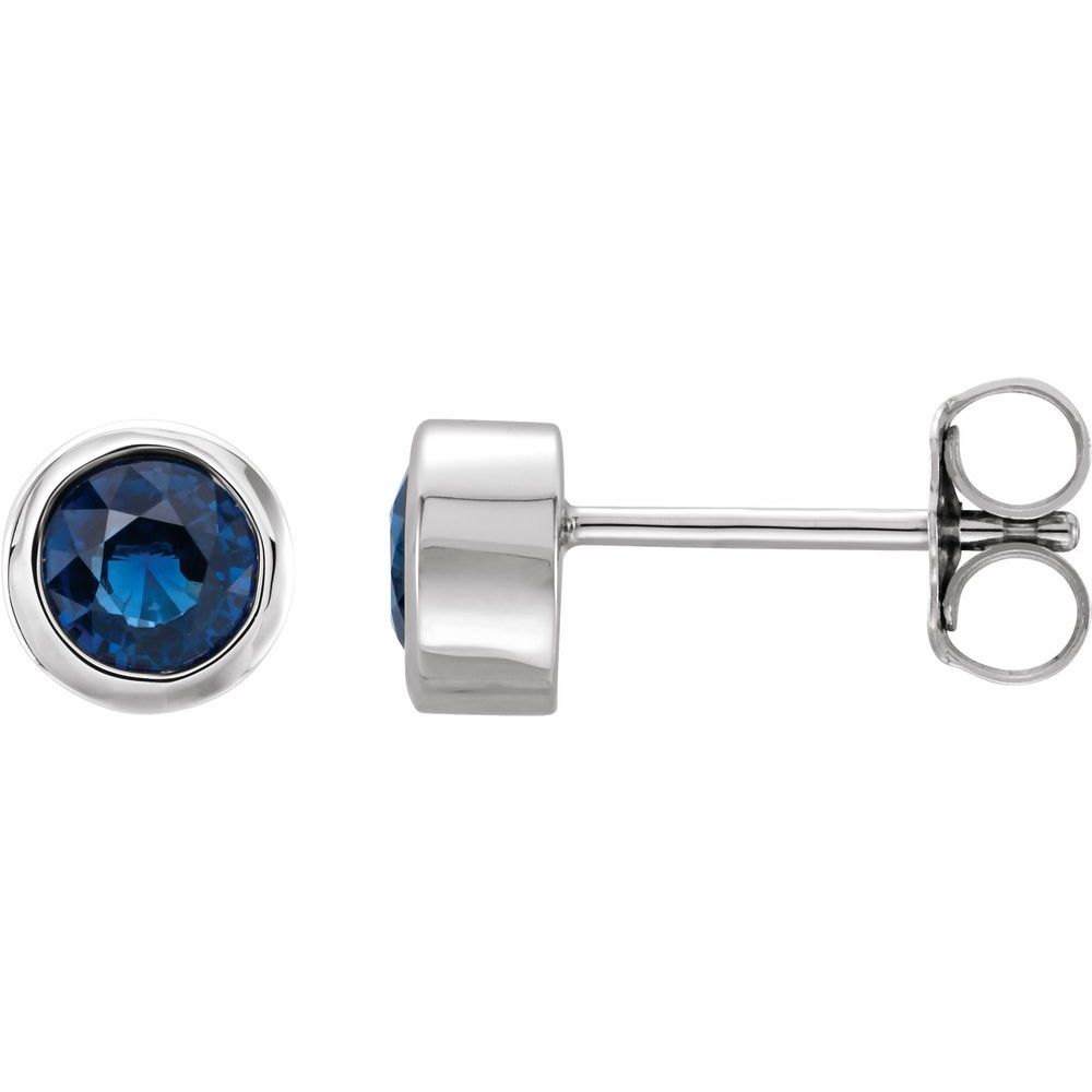 Blue Sapphire Bezel Set Studs