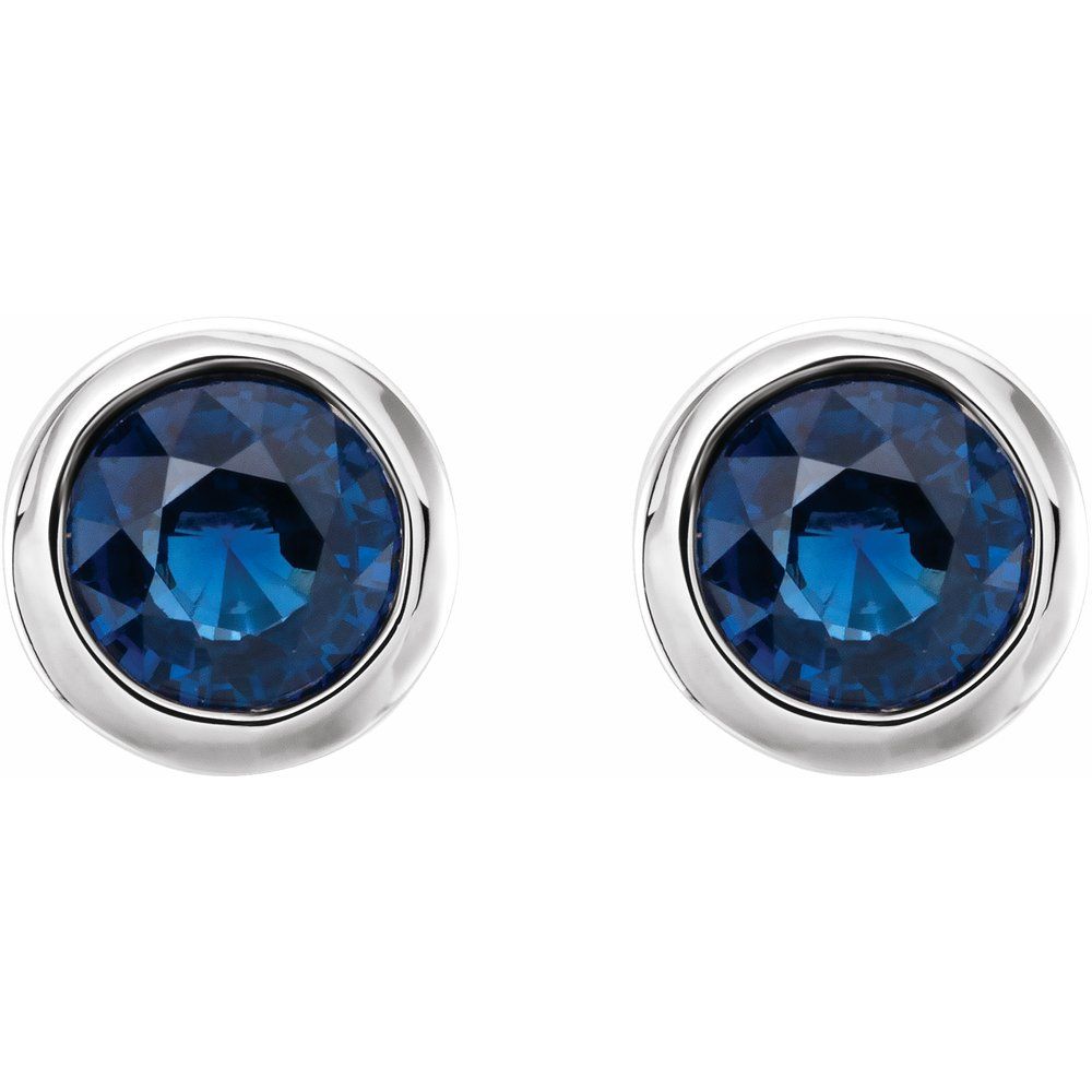 Blue Sapphire Bezel Set Studs