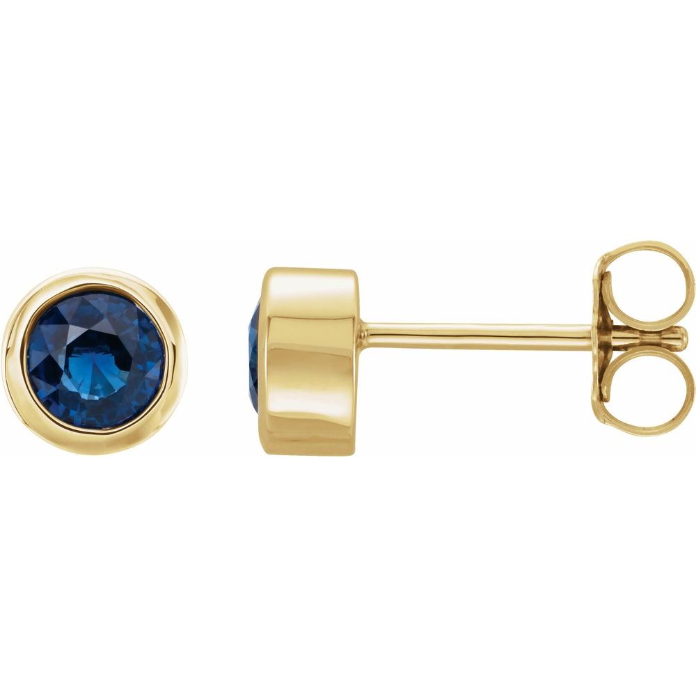 Blue Sapphire Bezel Set Studs