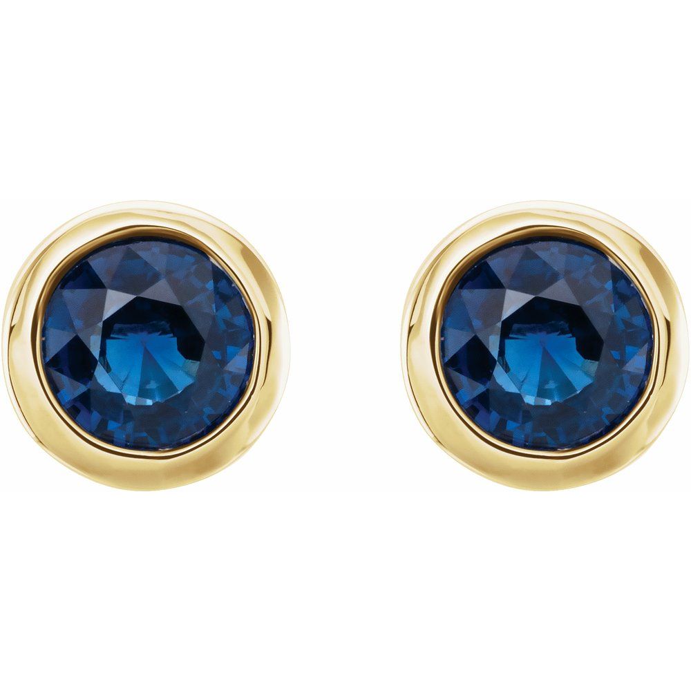 Blue Sapphire Bezel Set Studs