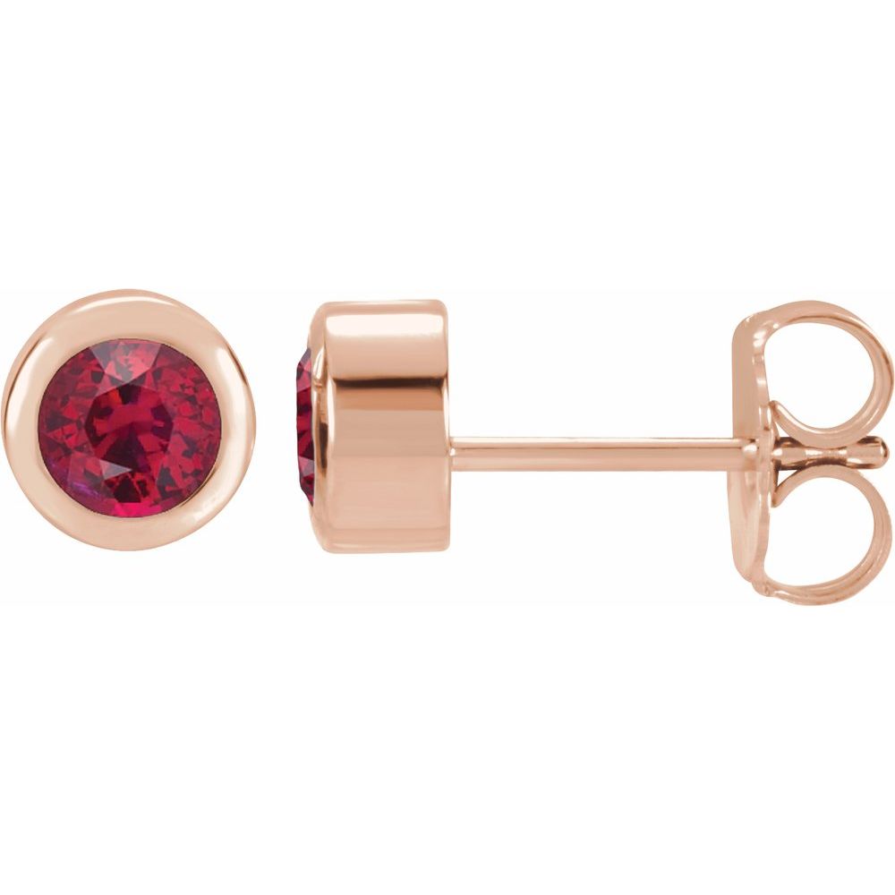 Ruby Bezel Set Studs