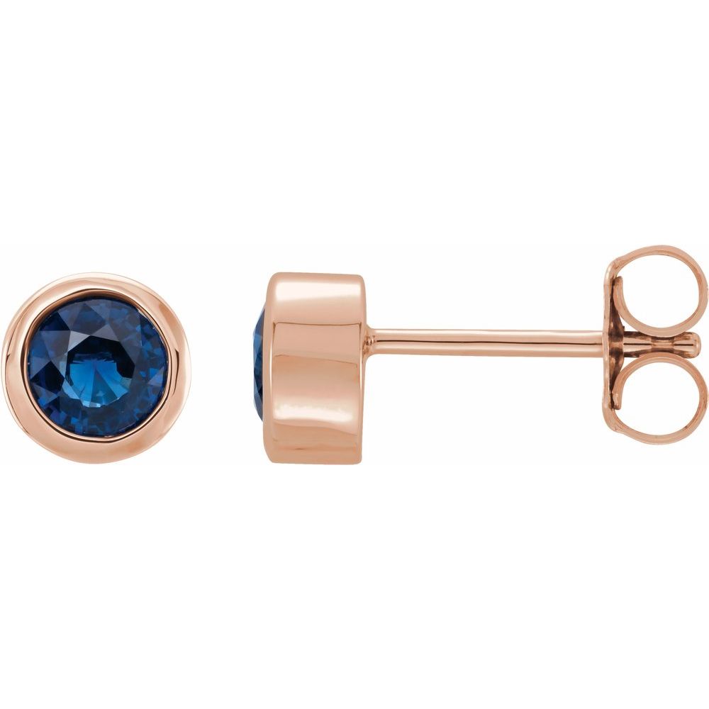 Blue Sapphire Bezel Set Studs