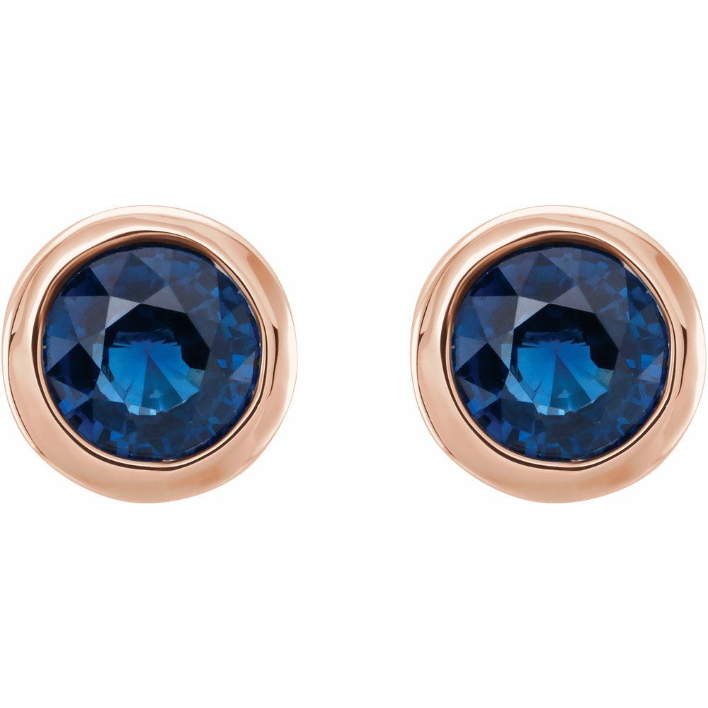 Blue Sapphire Bezel Set Studs