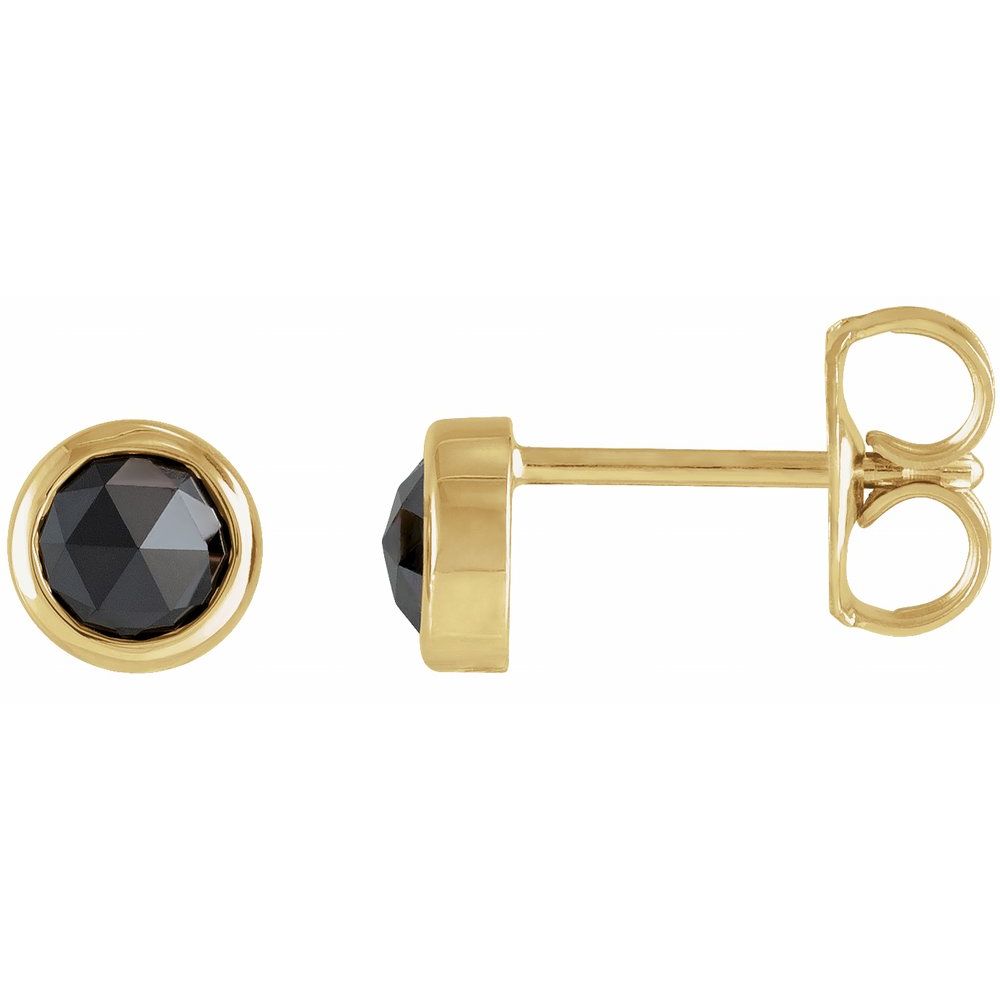 Black Diamond Bezel Set Stud Earrings