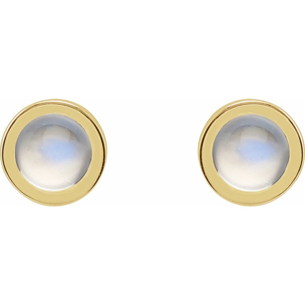 Moonstone Bezel Set Stud Earrings