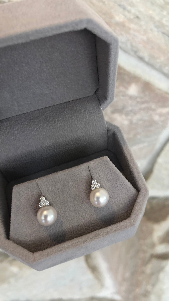 Cultured Freshwater Pearl and Diamond Earrings