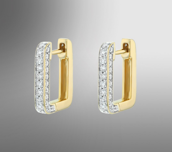 Load image into Gallery viewer, Diamond Rectangle Shape Hoop Huggie Earrings
