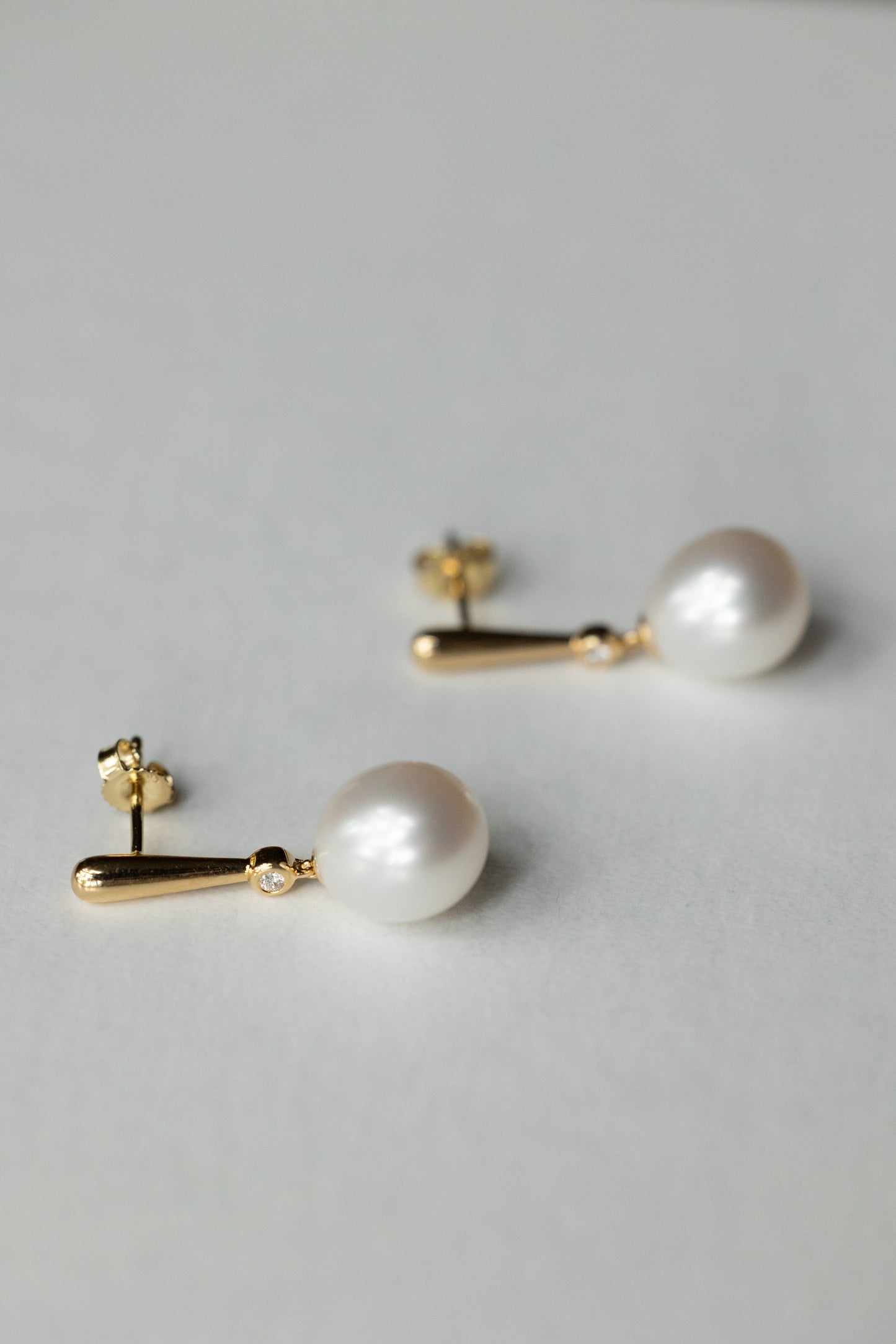 Baroque Pearl Drop and Diamond Earrings