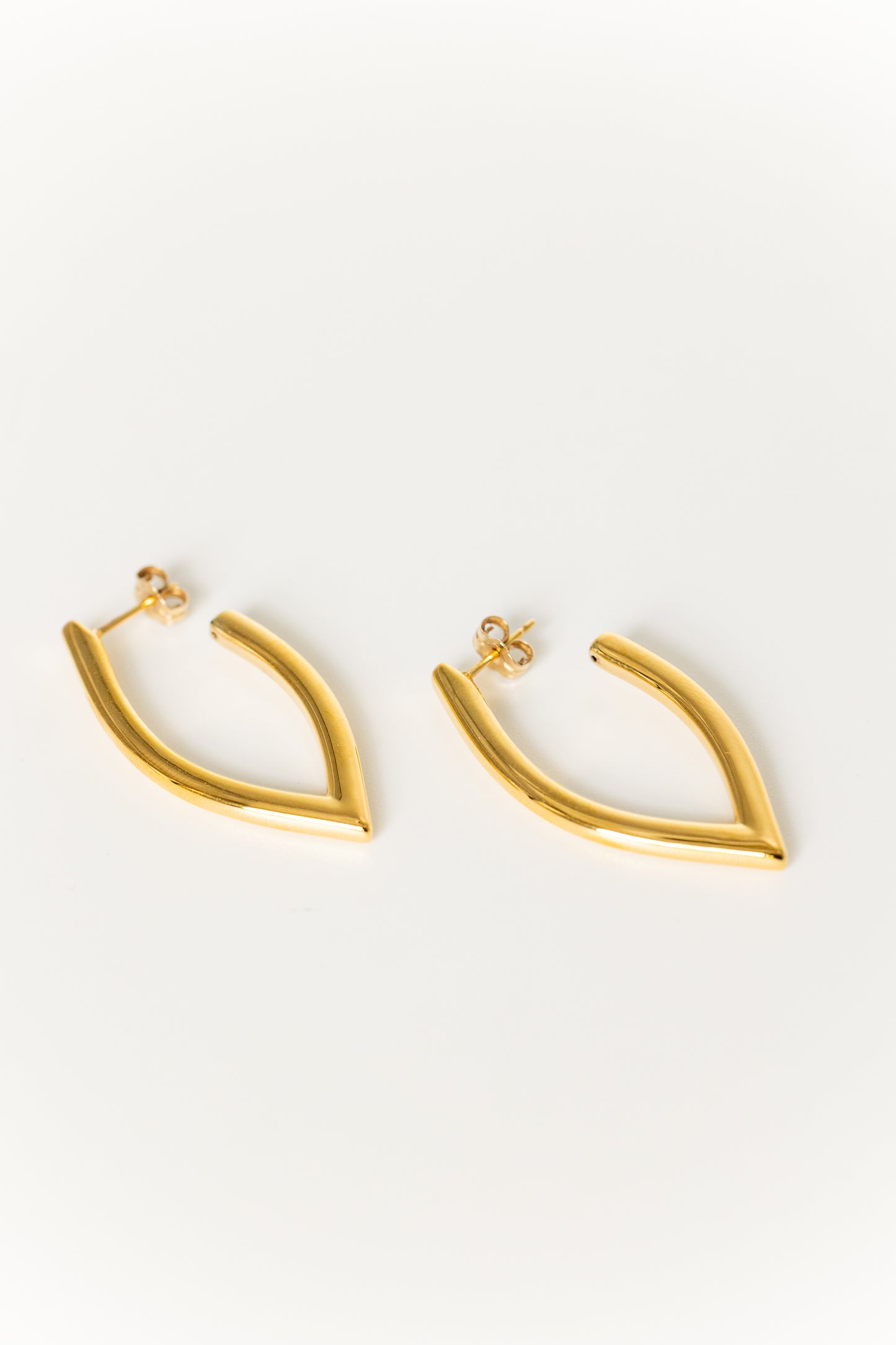 V Shape Post Gold Hoops