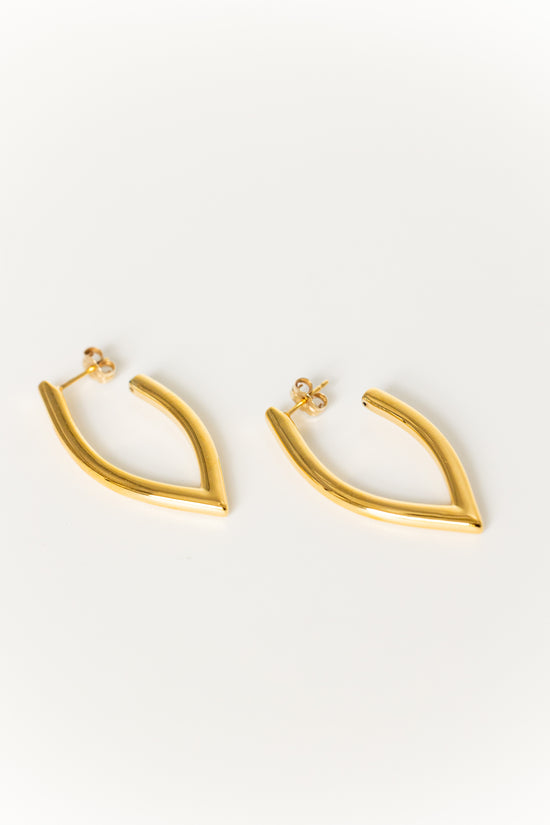 V Shape Post Gold Hoops