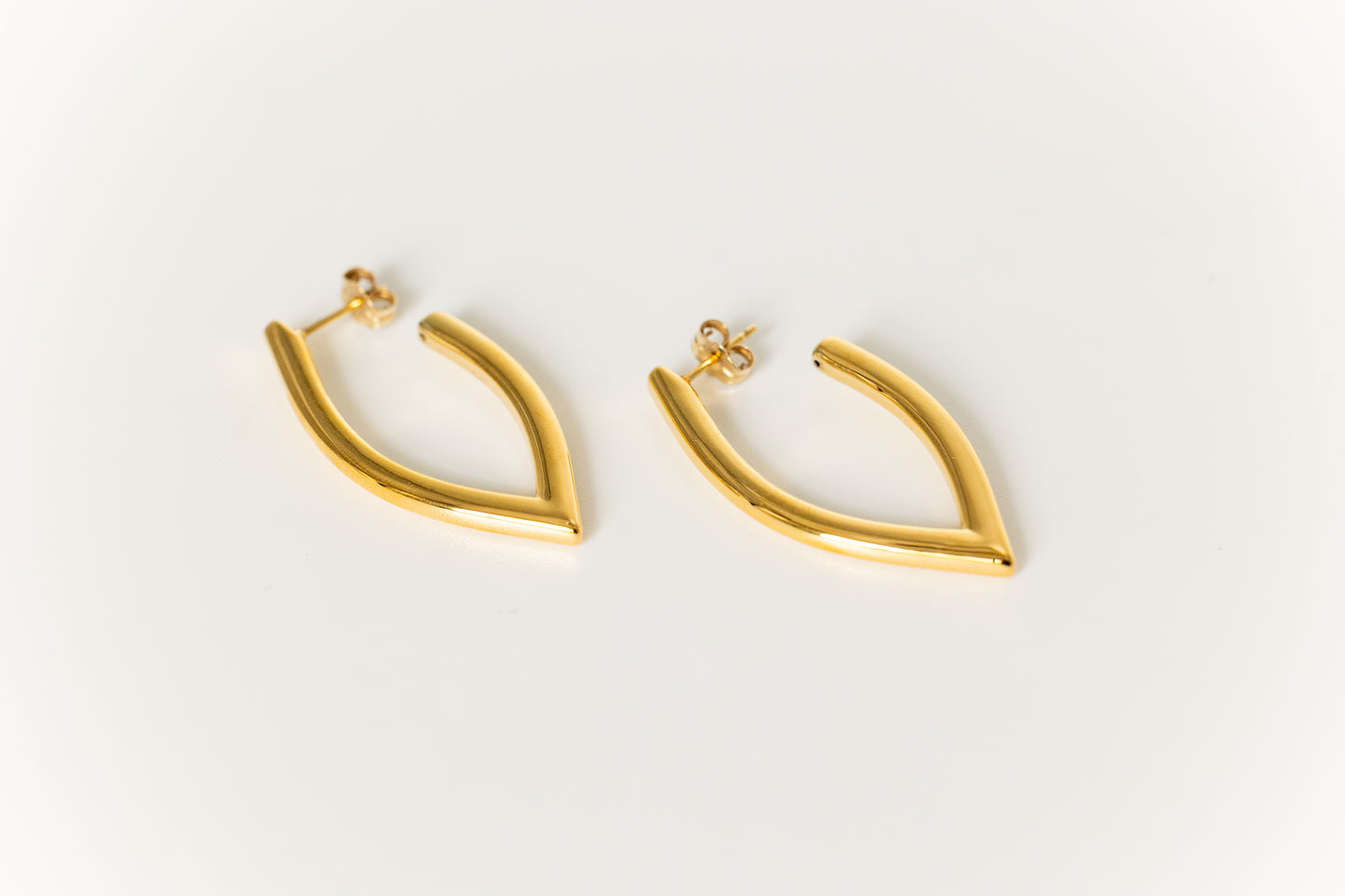 V Shape Post Gold Hoops