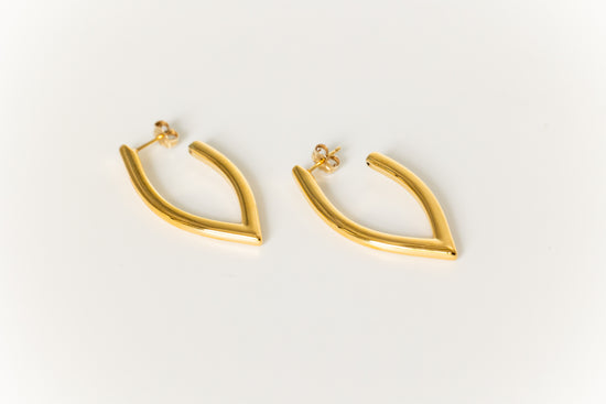 V Shape Post Gold Hoops