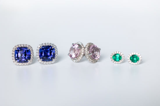 Emerald and Diamond Stud Earrings in Oval Cut Shape