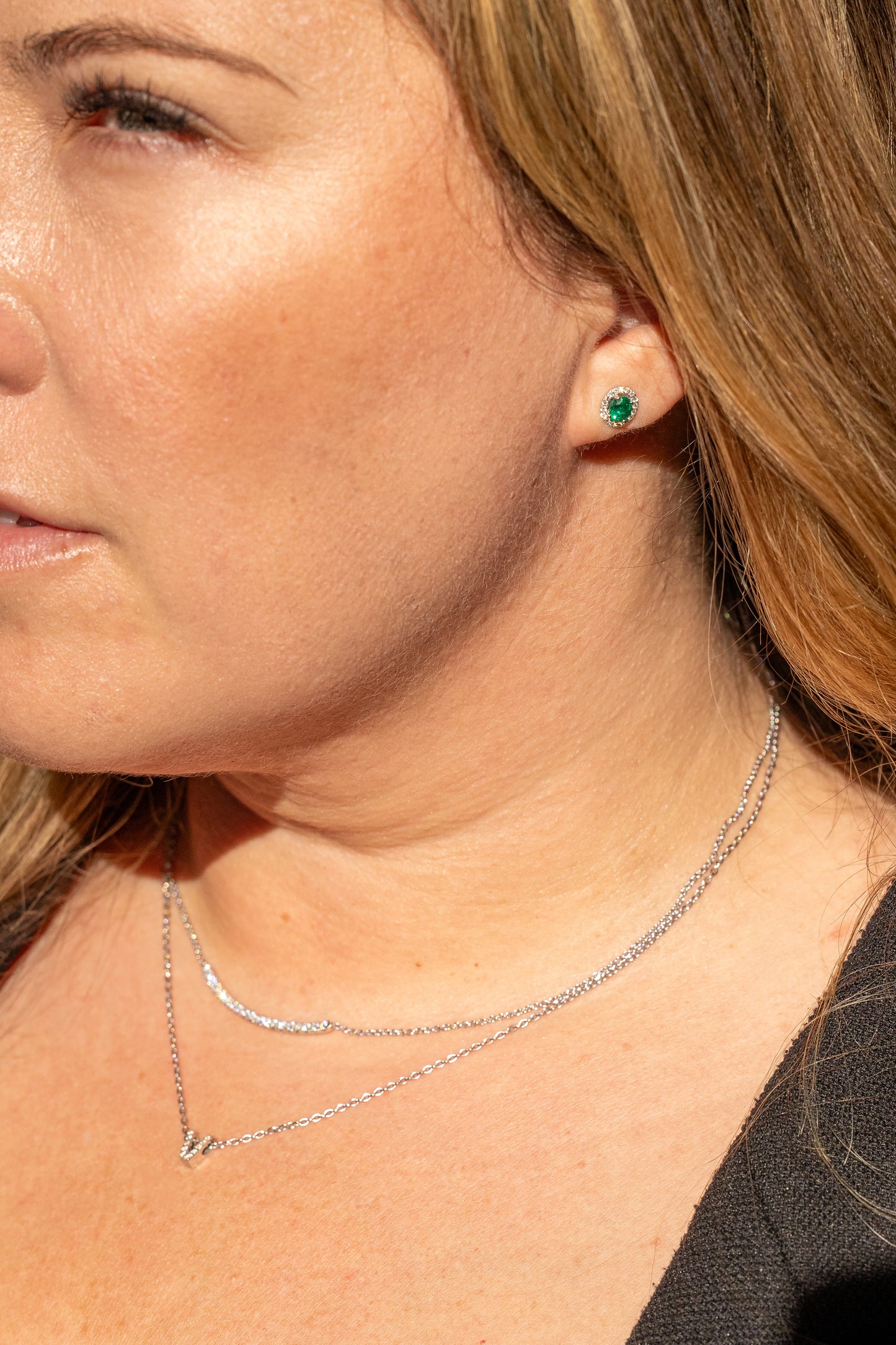 Emerald and Diamond Stud Earrings in Oval Cut Shape