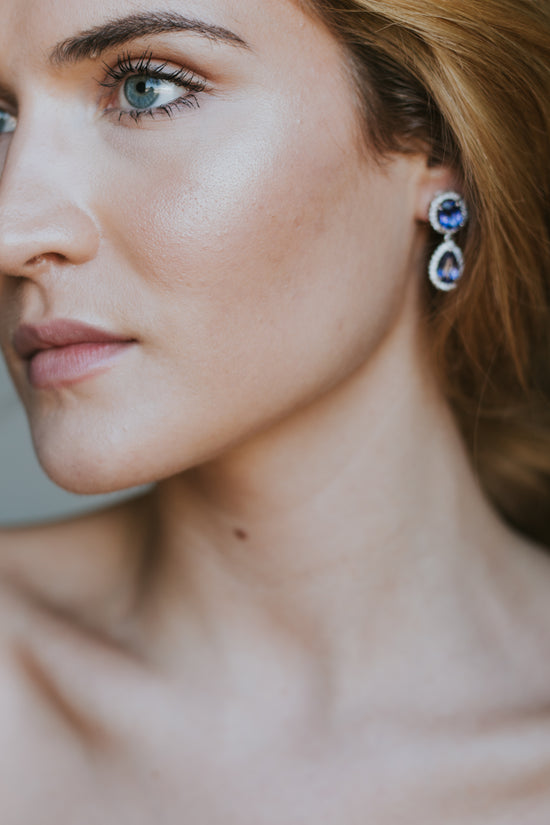 Tanzanite Diamond Halo Earrings