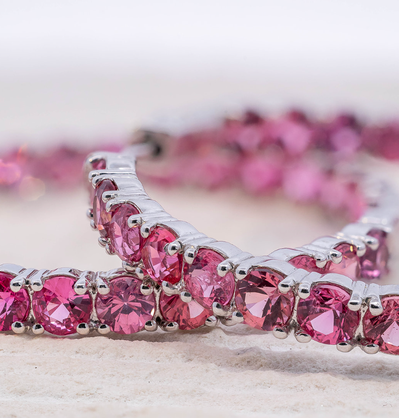 Rare Tanzanian Hot Pink Spinel Hoop Earrings - 11.95 ctw