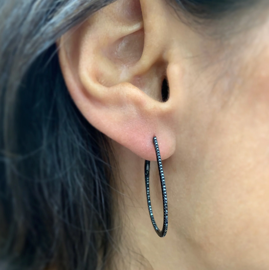 Black Diamond Inside Outside Hoop Earrings 1 Length Kyla Donell
