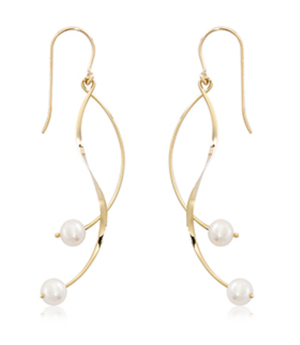 Curve Drop Pearl Earrings