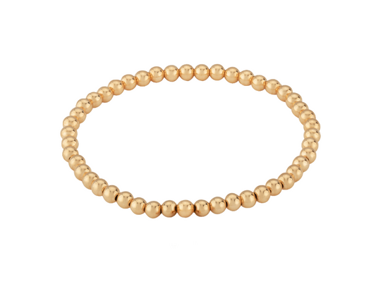 14k Gold Bead Bracelet - stretch elastic – Vivien Frank Designs