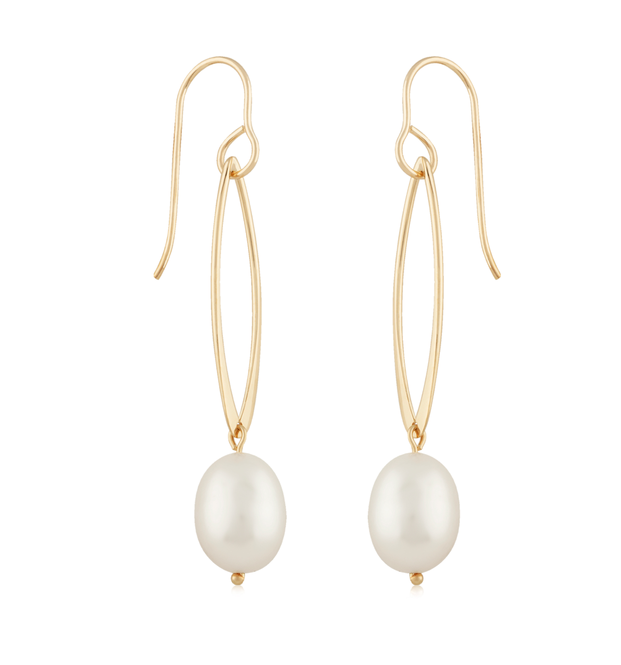 Oval Link Pearl Drop Earrings