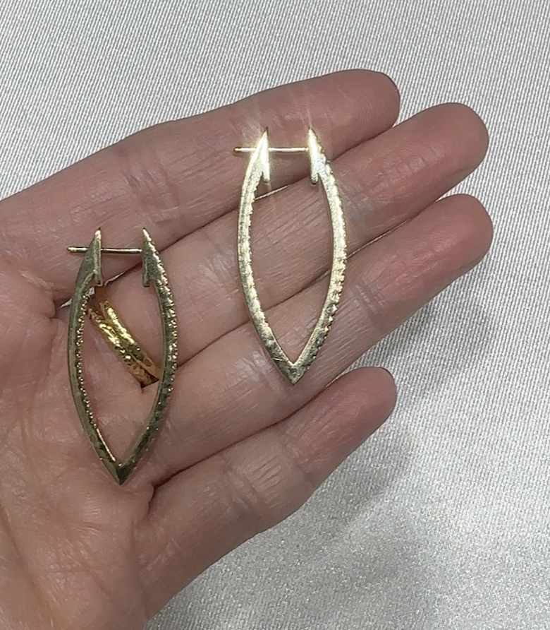 Diamond Pointed Inside Outside Hoops with 1 ctw