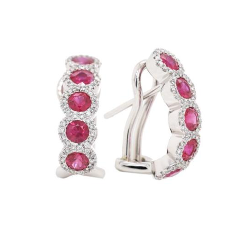 Ruby and Diamond Lever Back Earrings