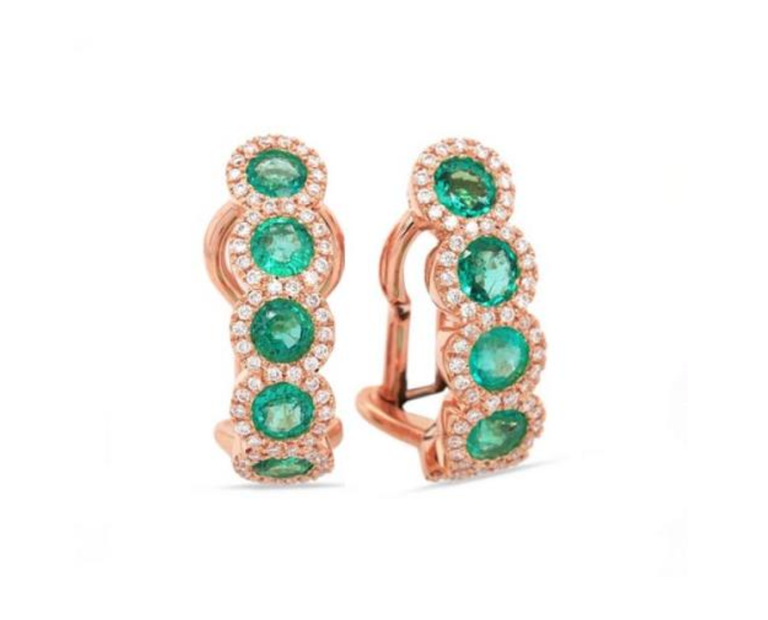 Emerald and Diamond Lever Back Earrings