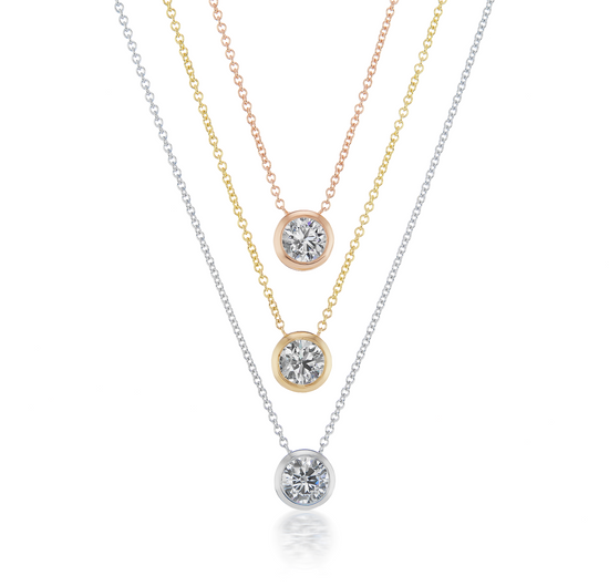 One Carat Bezel Diamond Necklace
