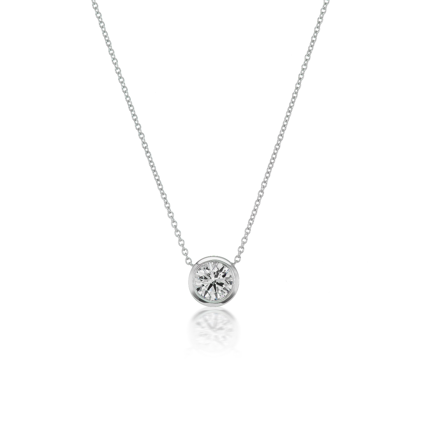 One Carat Bezel Diamond Necklace