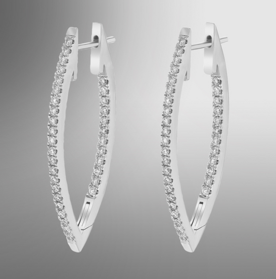 Diamond Pointed Inside Outside Hoops with 1 ctw