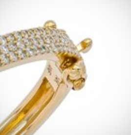 Modern 3 Row Pave Diamond Hinged Bangle