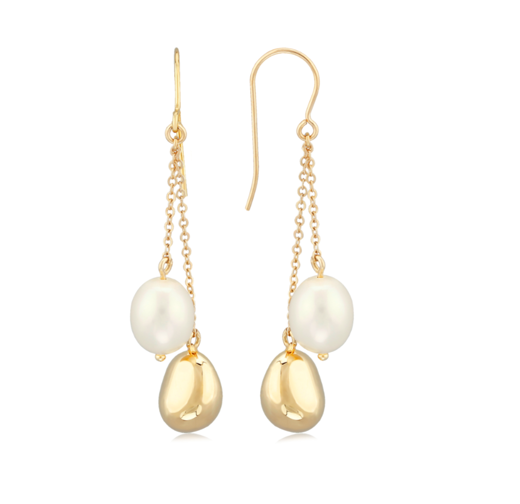 Pearl and Gold Bead Drop Earring