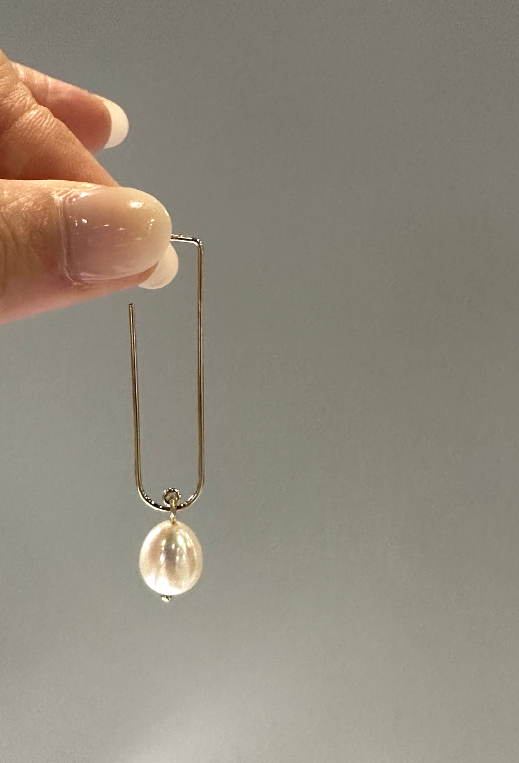 Pearl and Paperclip Hoop Earring